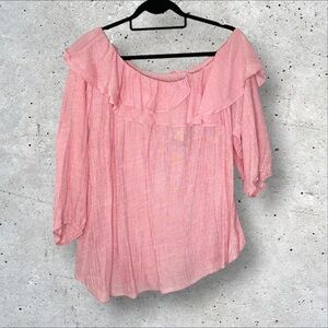 City Chic Pink Ruffled one Shoulder Blouse Size M/18 NWT Sexy Feminine‎ Plus